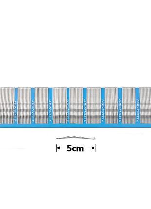Шпильки-невидимки "aleksandra" 5 см сріблясті 11415