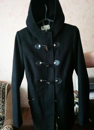 Молодежное драповое пальто с капюшоном весна-осень1 фото