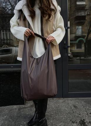 Шопер з плащової екошкіри, сумка-шопер, жіноча сумка, сумка тоут, бохо,хобо5 фото