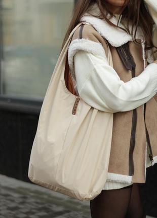 Шопер з плащової екошкіри, сумка-шопер, жіноча сумка, сумка тоут, бохо,хобо3 фото