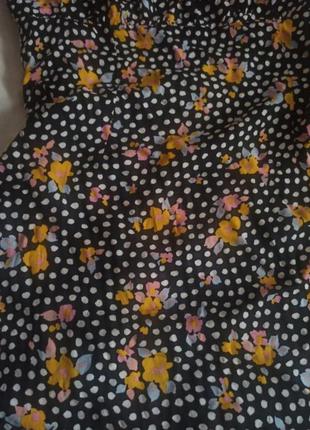 Новое мини-платье на бретелях, сарафан в горох с цветочным принтом primark4 фото