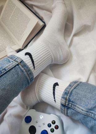 Шкарпетки білі високі nike класичні спортивні білі