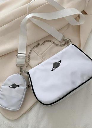 Чорна жіноча нейлонова сумка з гаманцем через плече4 фото