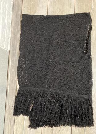 Асиметричний шарф шаль пончо з люрексом і бахромою5 фото