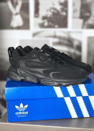 Мужские черные кроссовки adidas ozweego meta black адидас озвего