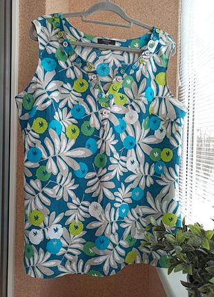 Красивая качественная летняя блуза без рукавов 100% лён