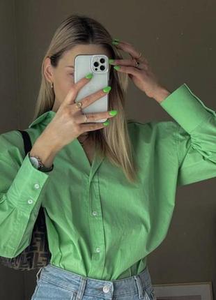Зелена бавовняна сорочка