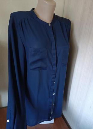 Легкая и изысканная блуза темно - синего цвета от h&amp;m / длинная блуза