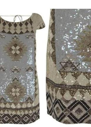 Шикарне святкове міні плаття sequin mania xs/8