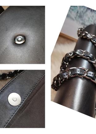 Hotter кожаная сумка с цепочкой серебристая сумка металлик5 фото