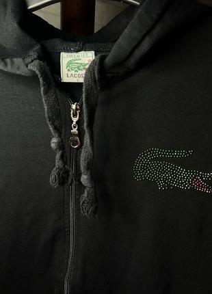 Кофта на замке, свитшот, худи lacoste крокодил, блестки, стразы4 фото