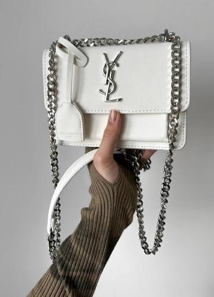 Женская маленькая белая сумка с цепочкой через плечо 🆕 кросс боди