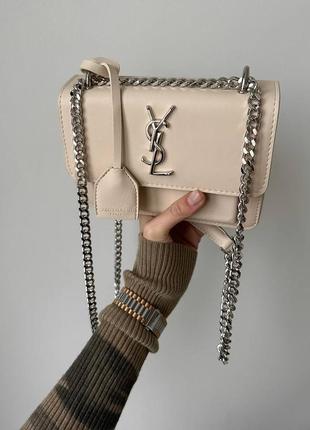 Женская маленькая кремовая  сумка с цепочкой через плечо 🆕 кросс боди6 фото