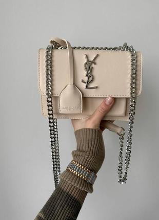 Женская маленькая кремовая  сумка с цепочкой через плечо 🆕 кросс боди1 фото