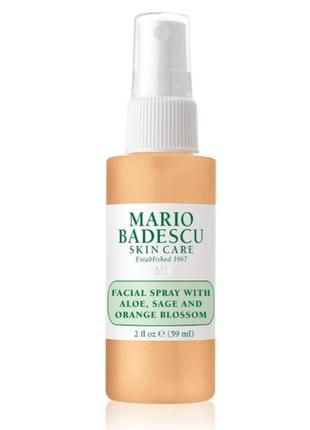 Mario badescu facial spray with aloe, sage and orange blossom спрей для шкіри обличчя, 59 мл