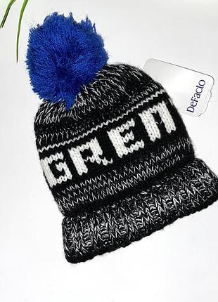 Двойная шапка серого цвета/размер: 46/48 (6/18 мес.)