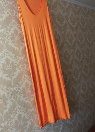 🧡 длинное платье майка сарафан макси впол вискоза оранжевый boohoo4 фото