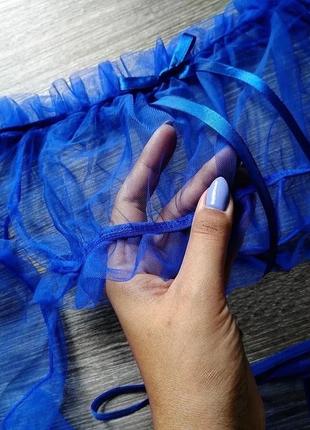 Сексуальный комплект нижнего белья: трусики и топ прозрачный синий2 фото