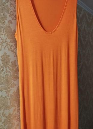 🧡 длинное платье майка сарафан макси впол вискоза оранжевый boohoo6 фото