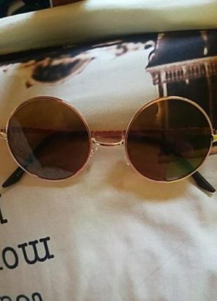 Круглі поляризовані окуляри від сонця з метал оправою лінза коричнева імла3 фото