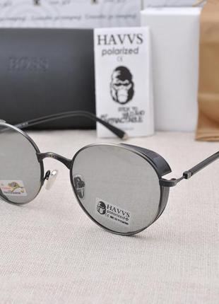 Фирменные солнцезащитные фотохромные очки  havvs polarized hv68009 круглые с боковой шорой хамелеон