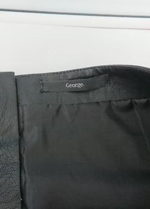 Стильная мини юбка из экокожи, украшена стразами, бренд george4 фото