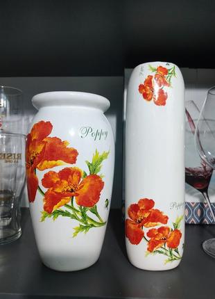 Набор посуды,вазы для цветов, маки