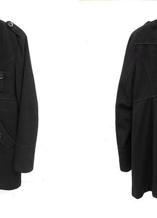 Чёрное пальто с крупными пуговицами в стиле милитари street one5 фото
