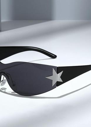 Очки очки супер стильные модные в стиле 2000-х новые черные солнцезащитные5 фото