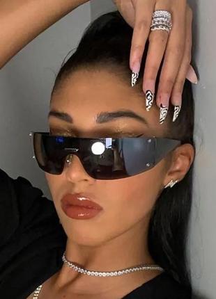 Окуляри очки супер стильні модні в стилі 2000-х нові чорні сонцезахисні2 фото
