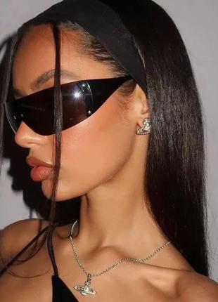 Окуляри очки супер стильні модні в стилі 2000-х нові чорні сонцезахисні4 фото