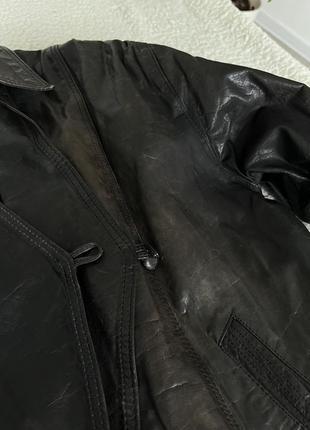 Розкішна вінтаж чорна шкіряна куртка косуха з плетінням8 фото
