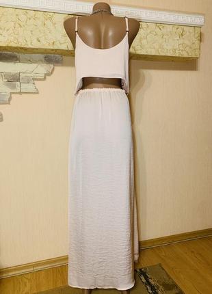 Платье-сарафан в пол длинное urban-rakc макси нюдовое голая спина5 фото