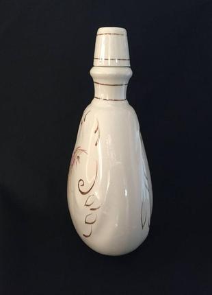 Штоф фарфор нежный рисунок позолоченный кант керамика 900 мл. бутылка  винтаж н12635 фото