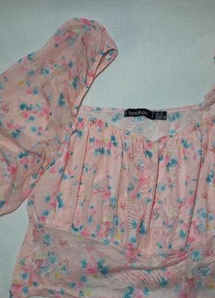 Топ с объемными рукавами/цветочный принт