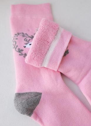 Женские теплые носки - розовые с оленем2 фото