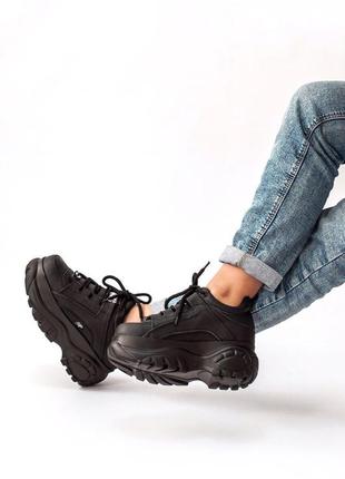 Шикарні жіночі кросівки на платформі buffalo black 😍 (весна/ літо/ осінь)