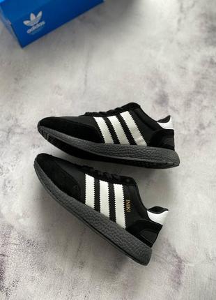 Стильные женские кроссовки adidas iniki black white чёрные с белым7 фото