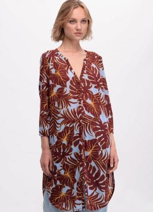 Платье - рубашка, туника h&amp;m в тропический принт.