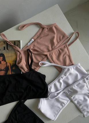 Комплект топ і стрінги в рубчик8 фото