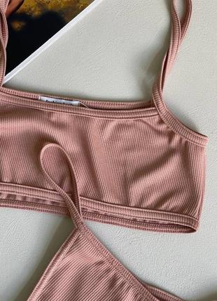 Комплект топ і стрінги в рубчик6 фото