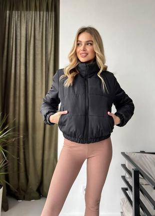 Куртка бомбер женская черная (размеры 42, 44, 46, 48)