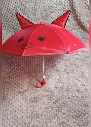 Зонт-трость детский с ушками червонный