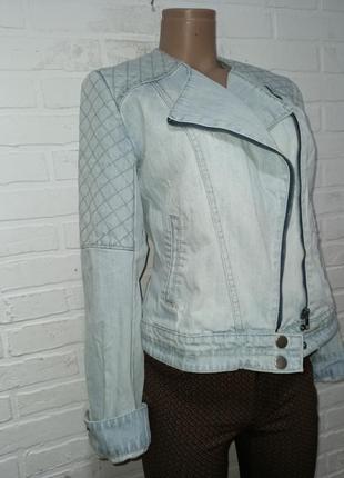 Женская стильная джинсовая куртка курточка джинсовка косуха3 фото