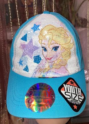 Новая фирменная кепка бейсболка frozen disney  с паетками перевёртышами крутая