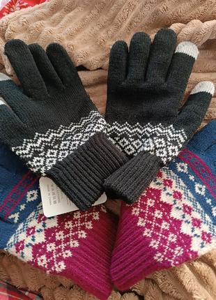 Универсальные перчатки сенсорные чёрные, бордо1 фото
