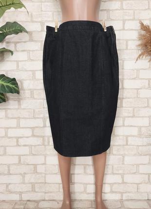 Фірмова autograph джинсова спідниця міді в темно-чорному кольорі, розмір 2-3хл