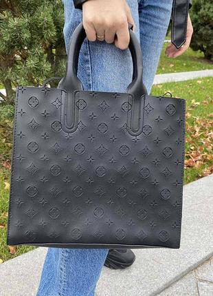 Большая черная женская сумка  люкс, городская сумка для женщин на плечо5 фото