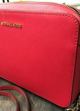 Сумка кроссбоди красная michael kors (saffiano leather )2 фото