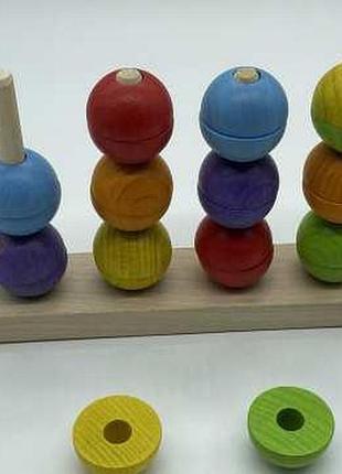 Сортер веселі намистинки для дітей різнокольоровий 22х14 см іграшка з екологічного матеріалу / сортер веселі намистинки для дітей